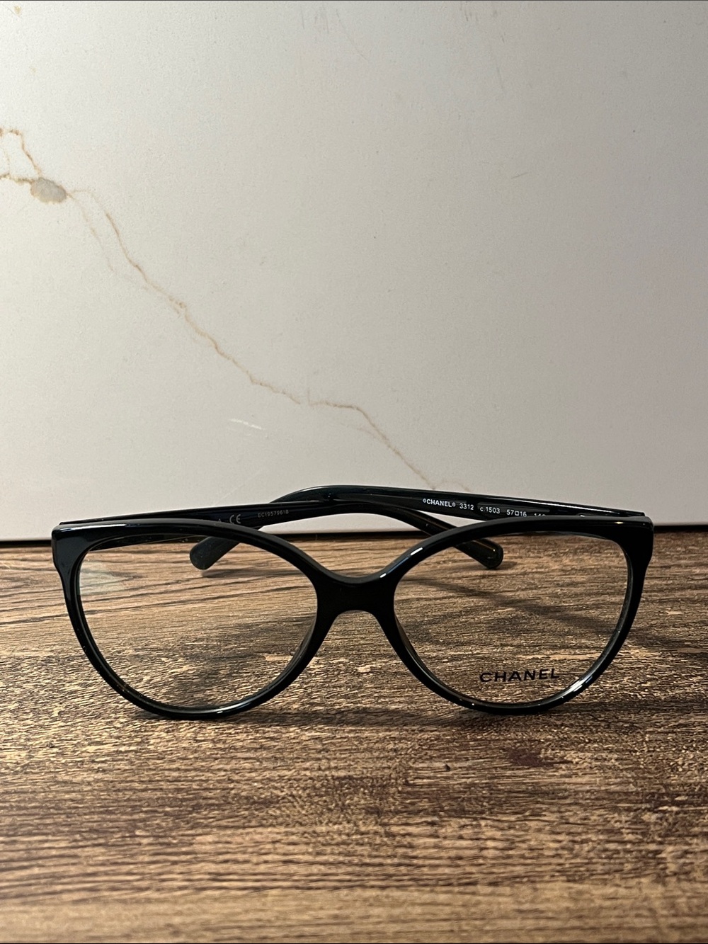 Authentic CHANEL Black and blue Cat-Eye Women's Glasses 3312 c.1503